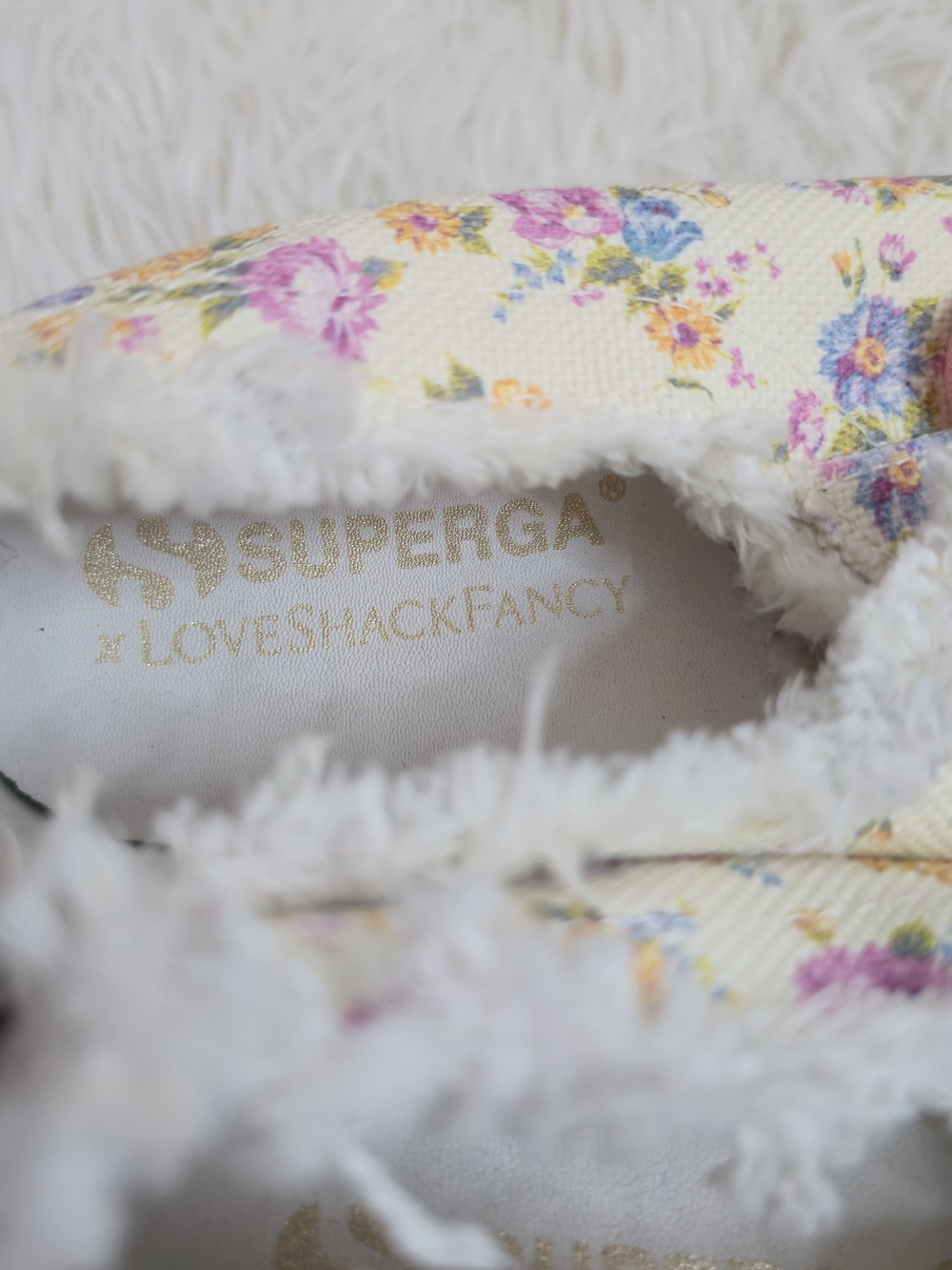 Superga X LoveShackFancy Cream Floral Coquette Canvas Fringe Sneakers - Picture 11 of 14
